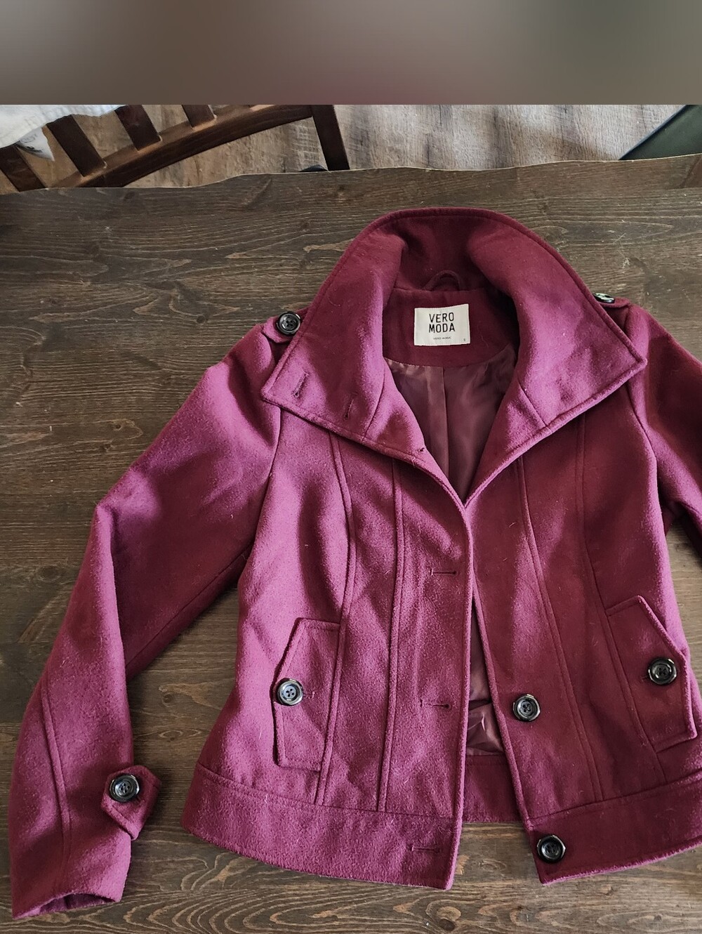 💐2/$25 Vero Moda Burgundy Pea Coat, Small